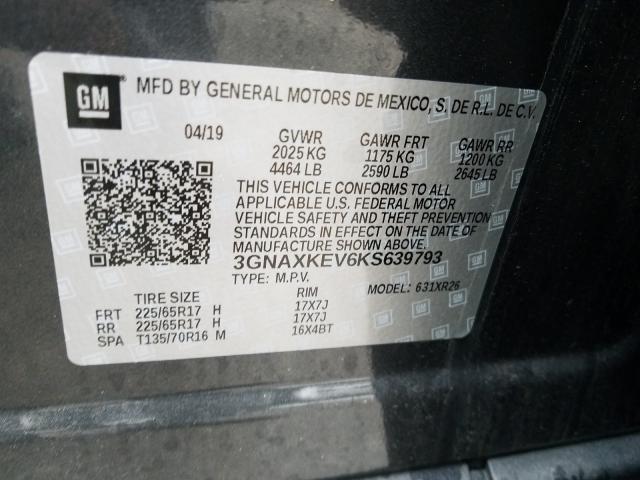 Photo 9 VIN: 3GNAXKEV6KS639793 - CHEVROLET EQUINOX LT 