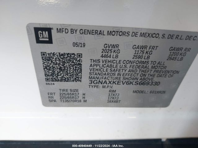 Photo 8 VIN: 3GNAXKEV6KS669330 - CHEVROLET EQUINOX 