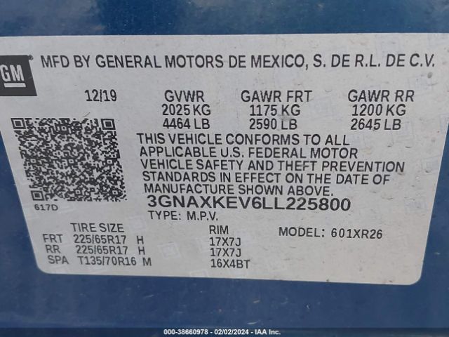 Photo 8 VIN: 3GNAXKEV6LL225800 - CHEVROLET EQUINOX 