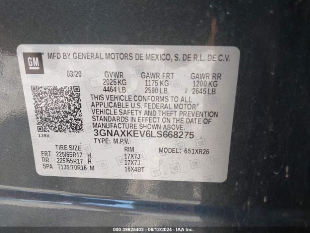 Photo 8 VIN: 3GNAXKEV6LS668275 - CHEVROLET EQUINOX 