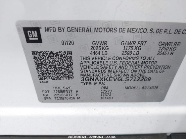 Photo 8 VIN: 3GNAXKEV6LS712209 - CHEVROLET EQUINOX 