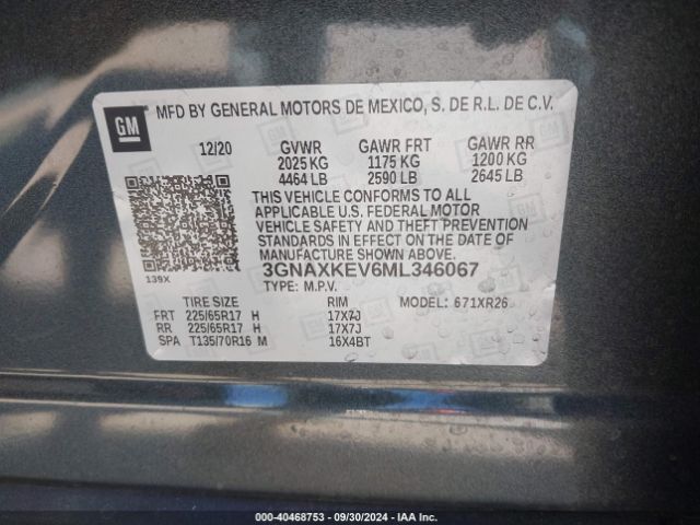 Photo 8 VIN: 3GNAXKEV6ML346067 - CHEVROLET EQUINOX 