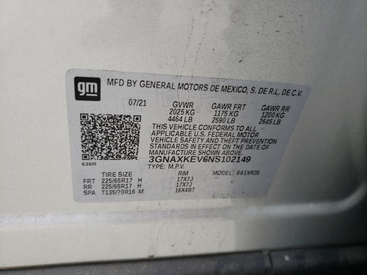 Photo 13 VIN: 3GNAXKEV6NS102149 - CHEVROLET EQUINOX 