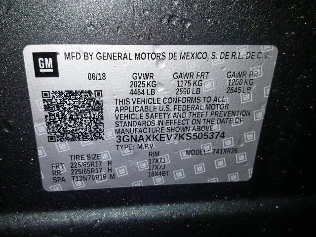 Photo 9 VIN: 3GNAXKEV7KS505374 - CHEVROLET EQUINOX LT 