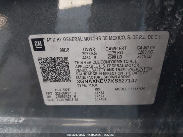 Photo 8 VIN: 3GNAXKEV7KS527147 - CHEVROLET EQUINOX 