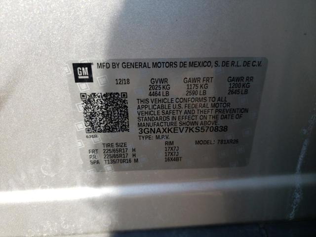 Photo 9 VIN: 3GNAXKEV7KS570838 - CHEVROLET EQUINOX LT 