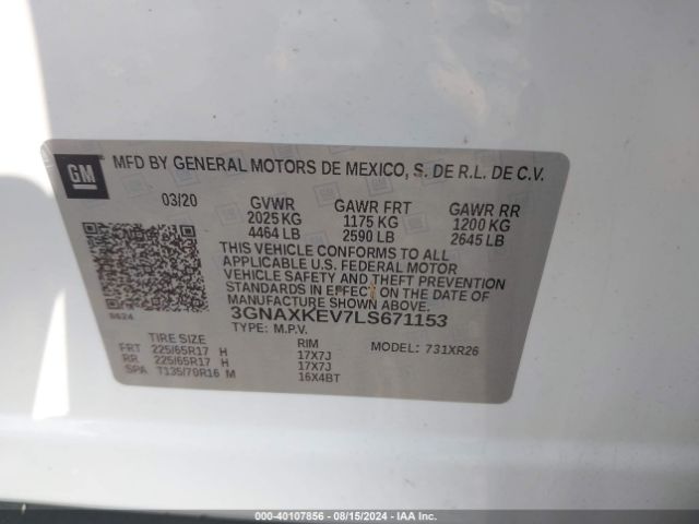 Photo 8 VIN: 3GNAXKEV7LS671153 - CHEVROLET EQUINOX 