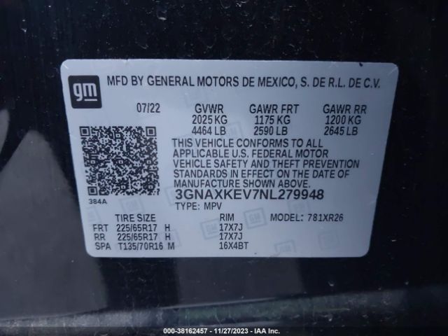 Photo 8 VIN: 3GNAXKEV7NL279948 - CHEVROLET EQUINOX 