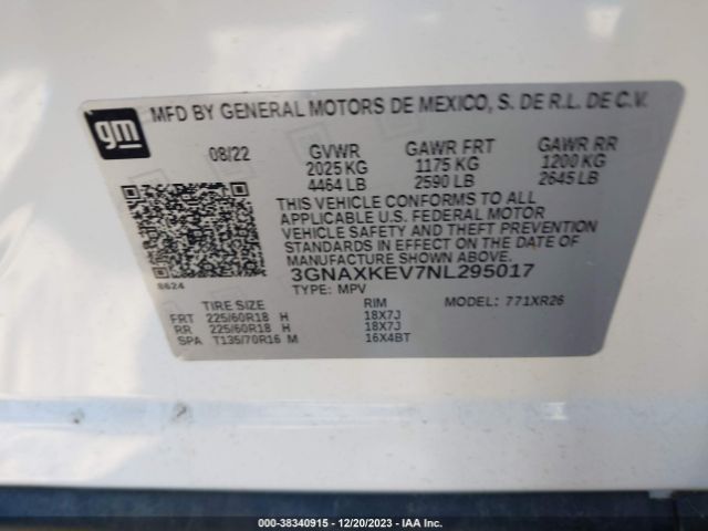 Photo 8 VIN: 3GNAXKEV7NL295017 - CHEVROLET EQUINOX 