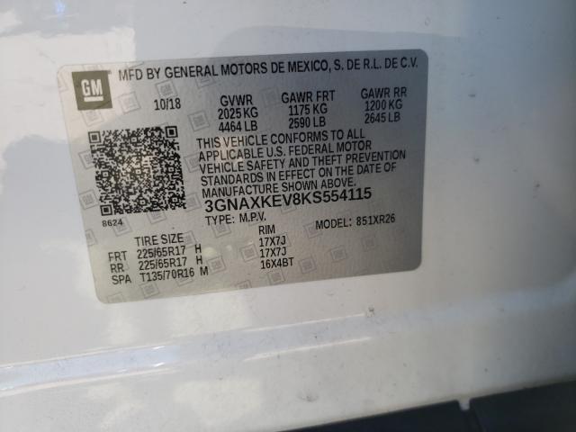 Photo 9 VIN: 3GNAXKEV8KS554115 - CHEVROLET EQUINOX LT 