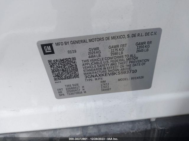 Photo 8 VIN: 3GNAXKEV8KS593710 - CHEVROLET EQUINOX 