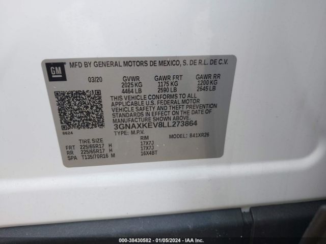 Photo 8 VIN: 3GNAXKEV8LL273864 - CHEVROLET EQUINOX 