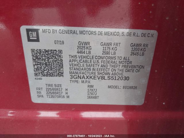 Photo 8 VIN: 3GNAXKEV8LS512030 - CHEVROLET EQUINOX 