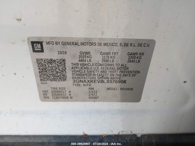 Photo 8 VIN: 3GNAXKEV8LS576908 - CHEVROLET EQUINOX 