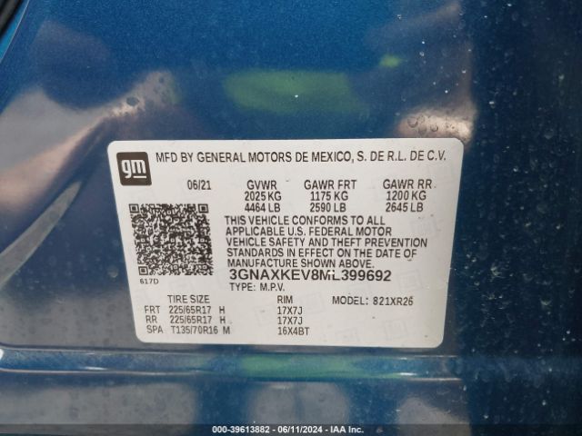 Photo 8 VIN: 3GNAXKEV8ML399692 - CHEVROLET EQUINOX 