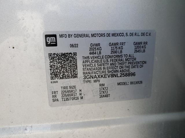 Photo 12 VIN: 3GNAXKEV8NL258896 - CHEVROLET EQUINOX LT 