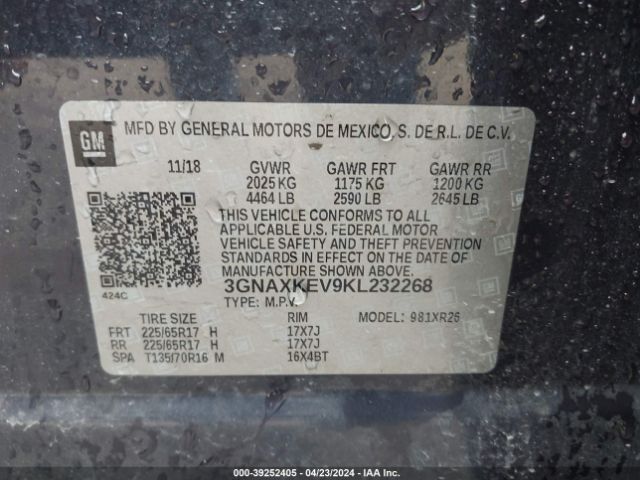 Photo 8 VIN: 3GNAXKEV9KL232268 - CHEVROLET EQUINOX 