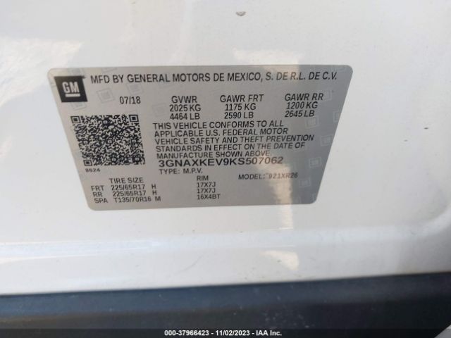 Photo 8 VIN: 3GNAXKEV9KS507062 - CHEVROLET EQUINOX 