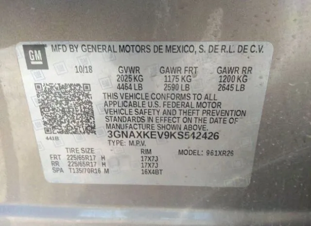 Photo 8 VIN: 3GNAXKEV9KS542426 - CHEVROLET EQUINOX 