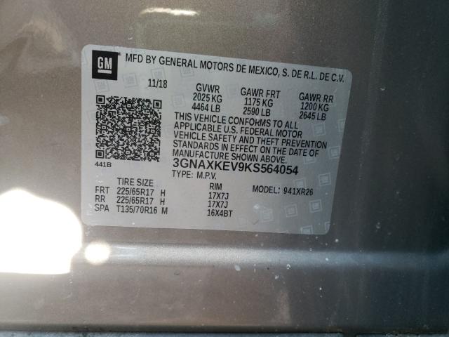 Photo 9 VIN: 3GNAXKEV9KS564054 - CHEVROLET EQUINOX LT 