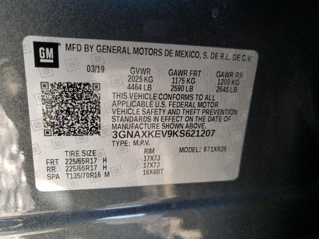 Photo 9 VIN: 3GNAXKEV9KS621207 - CHEVROLET EQUINOX LT 