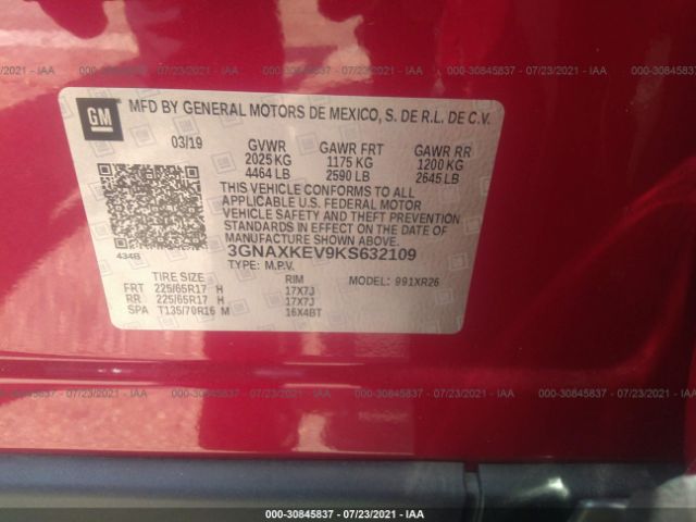 Photo 8 VIN: 3GNAXKEV9KS632109 - CHEVROLET EQUINOX 