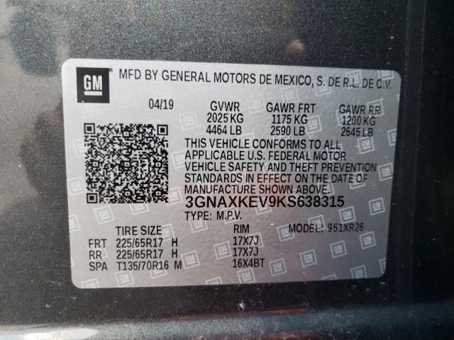 Photo 9 VIN: 3GNAXKEV9KS638315 - CHEVROLET EQUINOX LT 