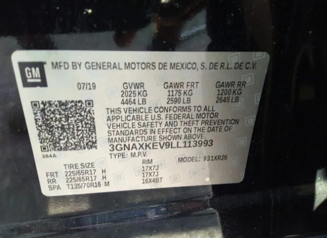 Photo 8 VIN: 3GNAXKEV9LL113993 - CHEVROLET EQUINOX 