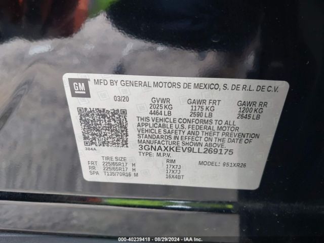 Photo 8 VIN: 3GNAXKEV9LL269175 - CHEVROLET EQUINOX 