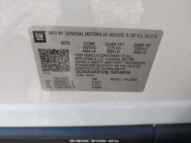 Photo 8 VIN: 3GNAXKEV9LS654936 - CHEVROLET EQUINOX 