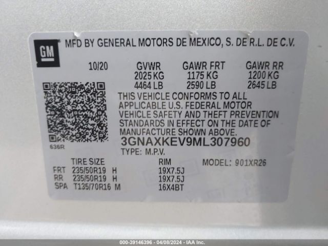 Photo 8 VIN: 3GNAXKEV9ML307960 - CHEVROLET EQUINOX 