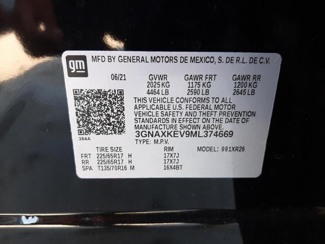 Photo 9 VIN: 3GNAXKEV9ML374669 - CHEVROLET EQUINOX LT 