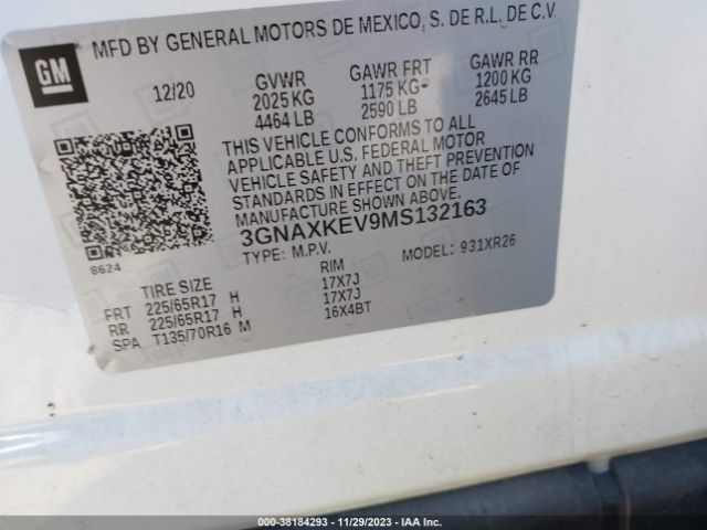 Photo 8 VIN: 3GNAXKEV9MS132163 - CHEVROLET EQUINOX 