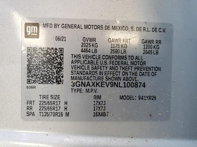 Photo 12 VIN: 3GNAXKEV9NL100874 - CHEVROLET EQUINOX LT 