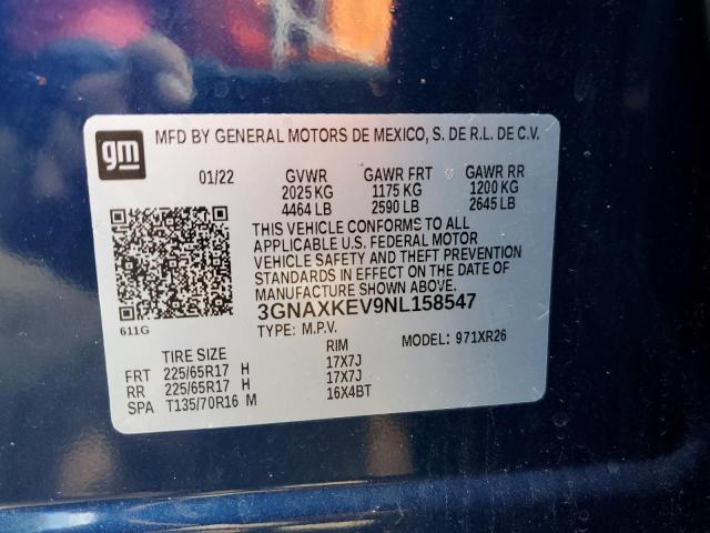 Photo 11 VIN: 3GNAXKEV9NL158547 - CHEVROLET EQUINOX LT 