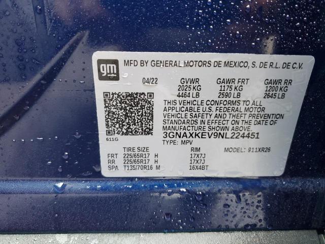 Photo 12 VIN: 3GNAXKEV9NL224451 - CHEVROLET EQUINOX LT 