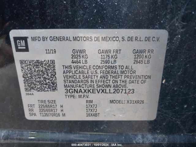 Photo 8 VIN: 3GNAXKEVXLL207123 - CHEVROLET EQUINOX 