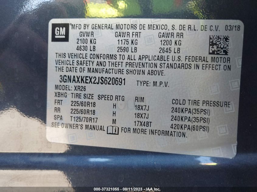 Photo 8 VIN: 3GNAXKEX2JS620691 - CHEVROLET EQUINOX 