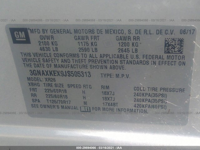 Photo 8 VIN: 3GNAXKEX9JS505313 - CHEVROLET EQUINOX 