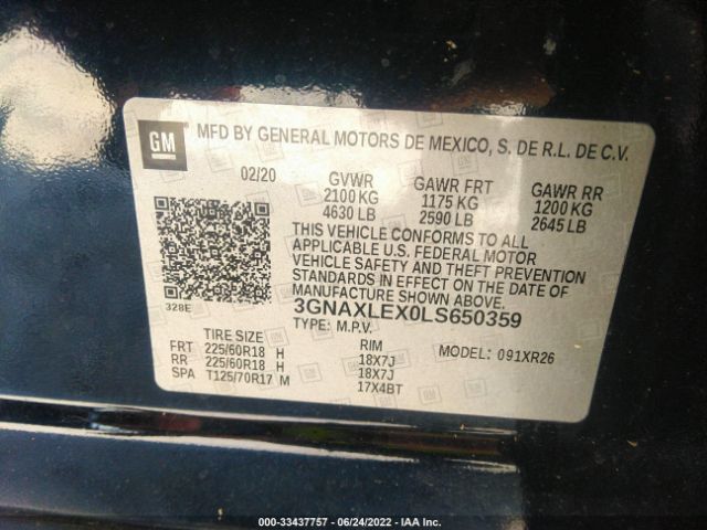 Photo 8 VIN: 3GNAXLEX0LS650359 - CHEVROLET EQUINOX 