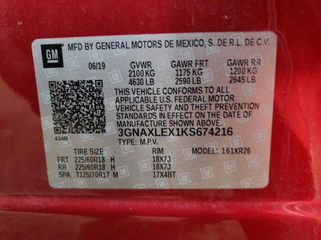 Photo 9 VIN: 3GNAXLEX1KS674216 - CHEVROLET EQUINOX LT 