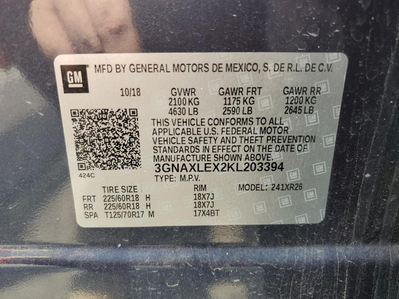 Photo 13 VIN: 3GNAXLEX2KL203394 - CHEVROLET EQUINOX 