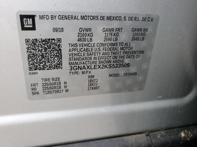 Photo 12 VIN: 3GNAXLEX2KS533509 - CHEVROLET EQUINOX LT 