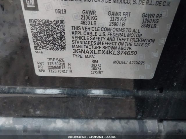 Photo 8 VIN: 3GNAXLEX4KL374650 - CHEVROLET EQUINOX 