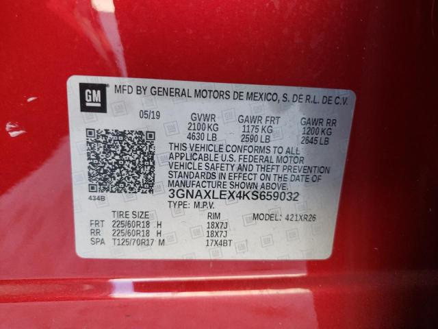 Photo 9 VIN: 3GNAXLEX4KS659032 - CHEVROLET EQUINOX LT 