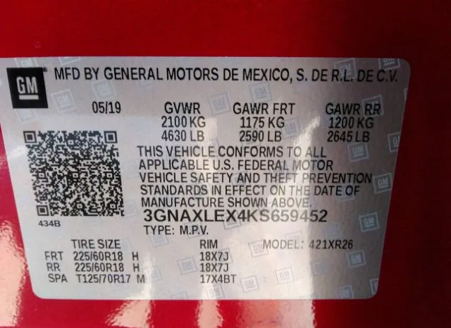 Photo 8 VIN: 3GNAXLEX4KS659452 - CHEVROLET EQUINOX 