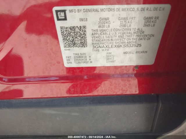 Photo 8 VIN: 3GNAXLEX6KS532525 - CHEVROLET EQUINOX 