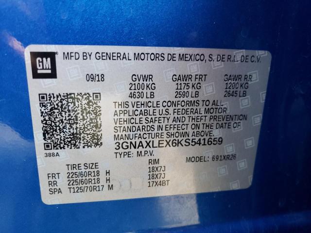 Photo 9 VIN: 3GNAXLEX6KS541659 - CHEVROLET EQUINOX LT 