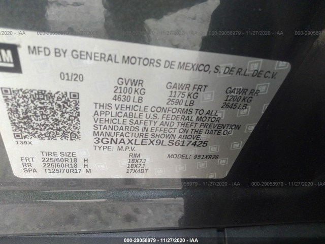 Photo 8 VIN: 3GNAXLEX9LS617425 - CHEVROLET EQUINOX 