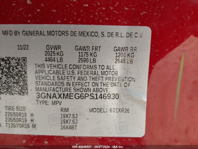 Photo 8 VIN: 3GNAXMEG6PS146930 - CHEVROLET EQUINOX 